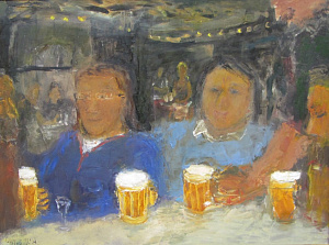 Russian Artists in the Viennese Beerhouse. K. Sutyagin, R. Fedchin, S. Evsin, A. Shevchenko.