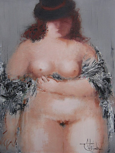Nude with a shawl