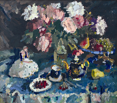 Peonies and Fruit