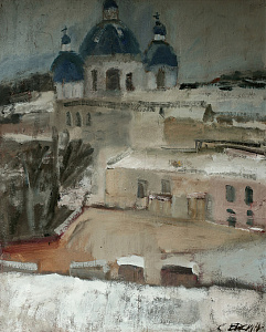 Winter landscape with the Trinity Cathedral