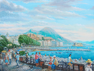 Embankment in Naples. Rivera di Chiaia